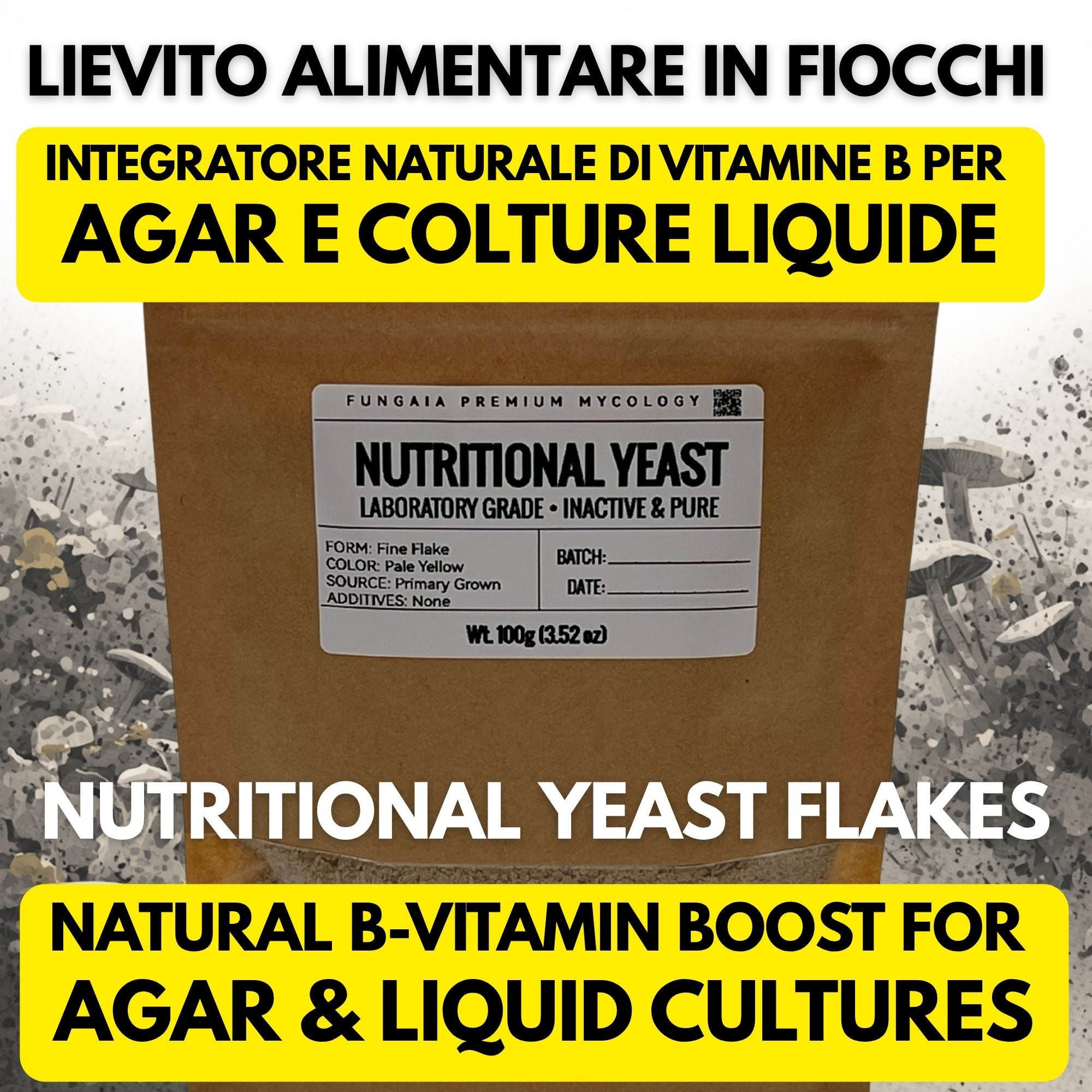 Lievito Nutrizionale 100g Booster Micelio Agar Coltura Liquida Micologia Professionale