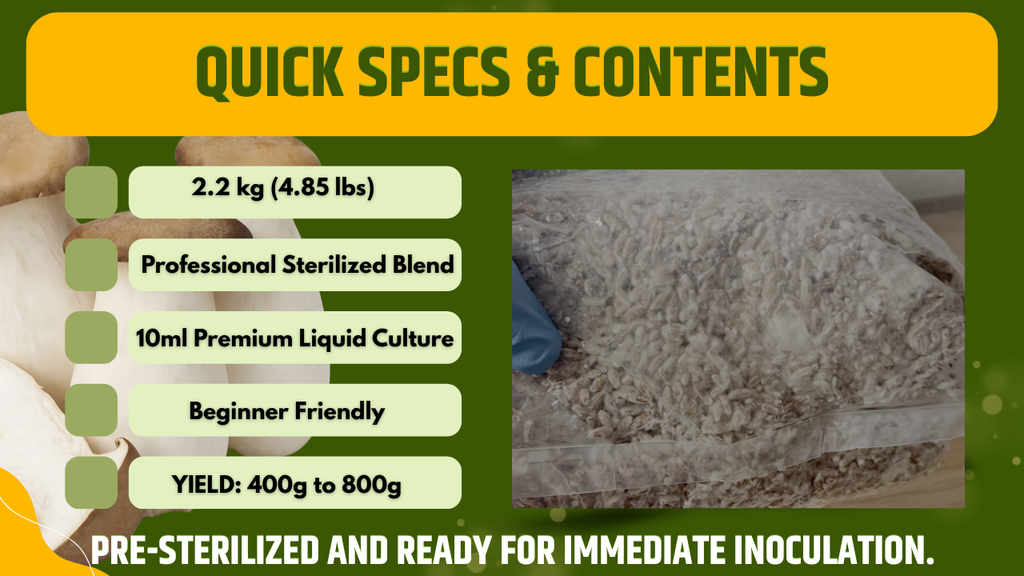 Customizable Mushroom Starter Kit All-In-One Grow Bag 2kg Liquid Culture Spray Bottle