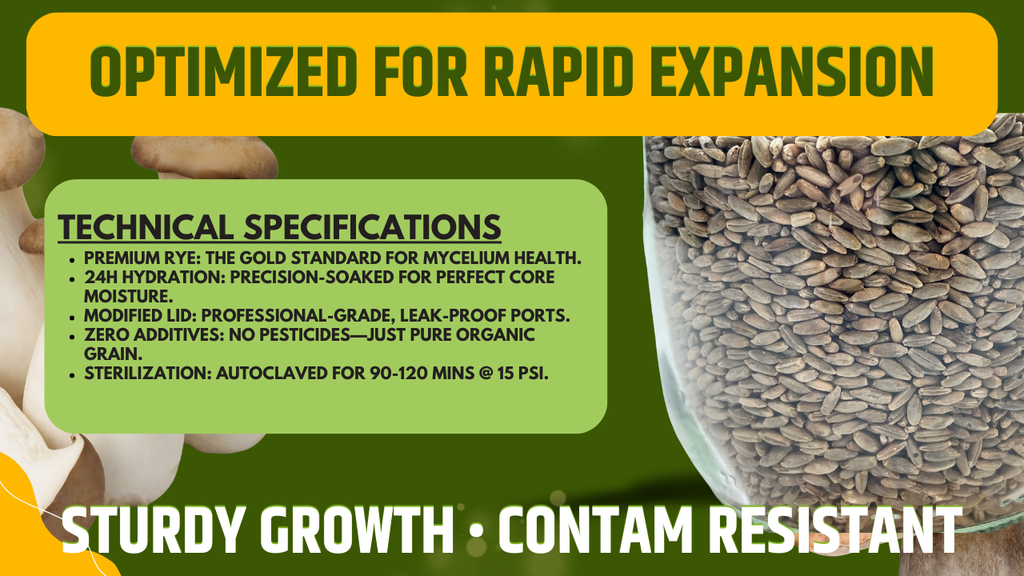 Rye Spawn Jar 1L Sterilized Organic Grain Mushroom Mycology Supplies Injection Port Filter Lid