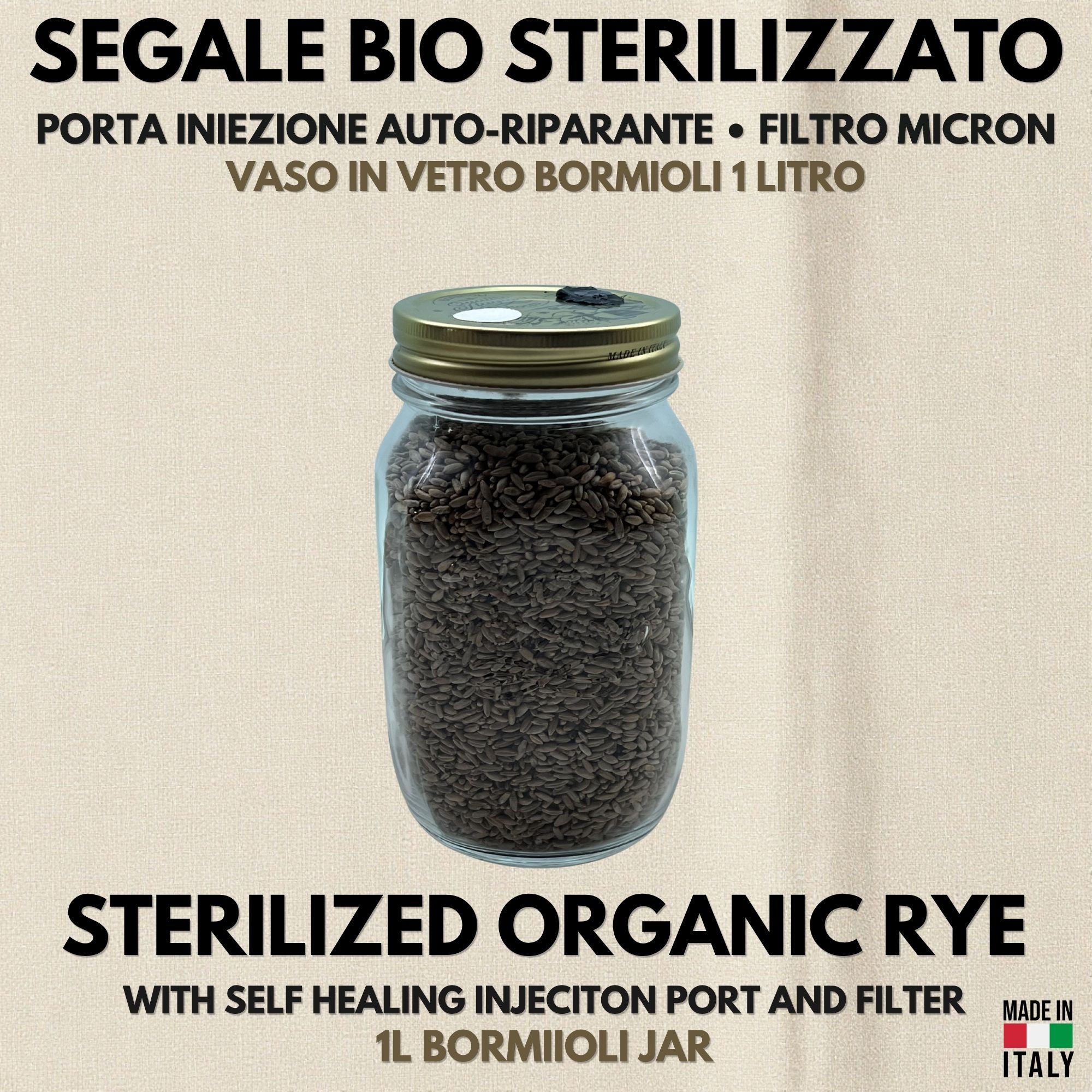Spawn Segale Bio Vaso Bormioli 1L Porta Iniezione Filtro PTFE Autoclavato