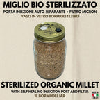 Grain Spawn Miglio Biologico Vaso Bormioli 1L Sterilizzato Porta PTFE