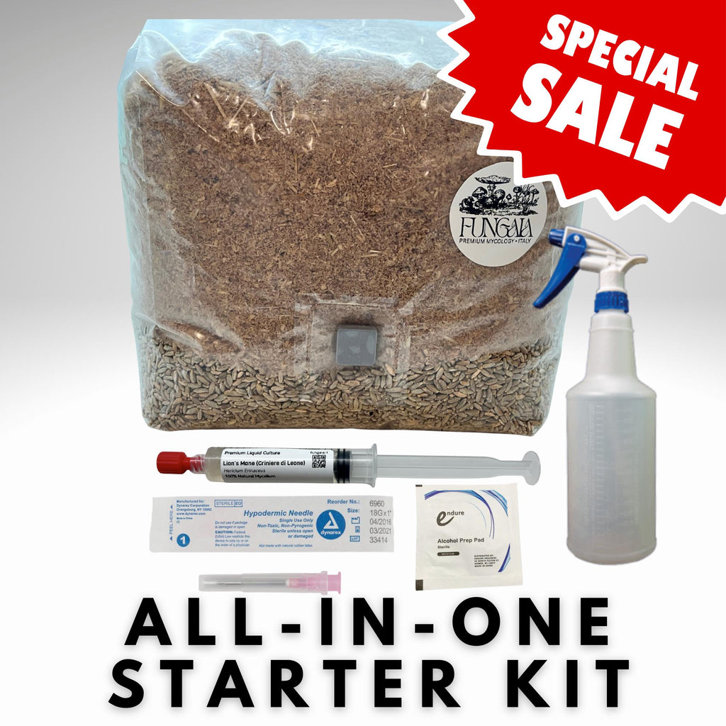 Customizable Mushroom Starter Kit All-In-One Grow Bag 2kg Liquid Culture Spray Bottle