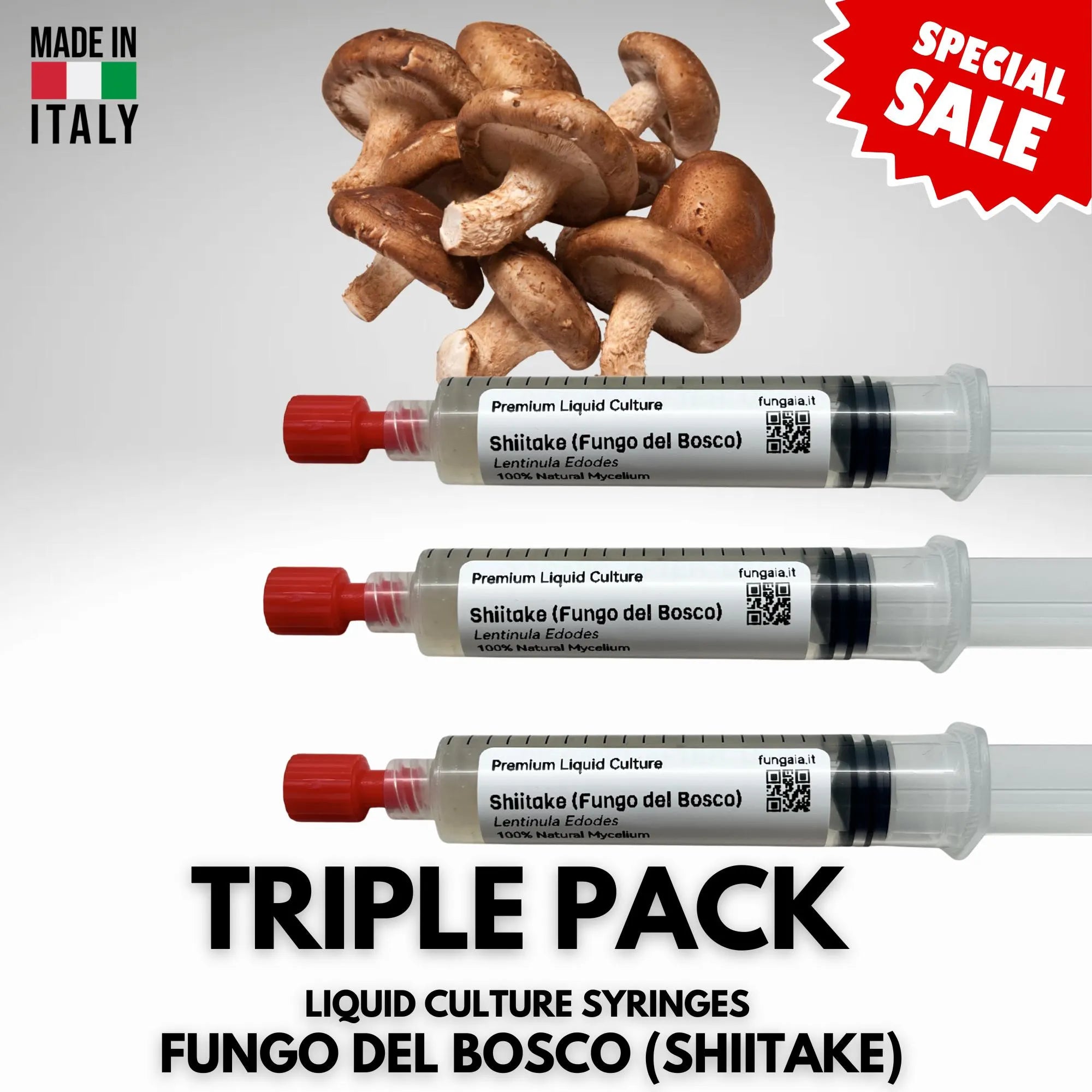 3 x 10ml Shiitake Liquid Culture Syringes Mushroom Genetics Triple Pack