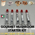 Kit Coltura Liquida Funghi Gourmet - 5 Varietà Selezionate (3ml Luer Lock) - Starter Pack Micologia Professionale
