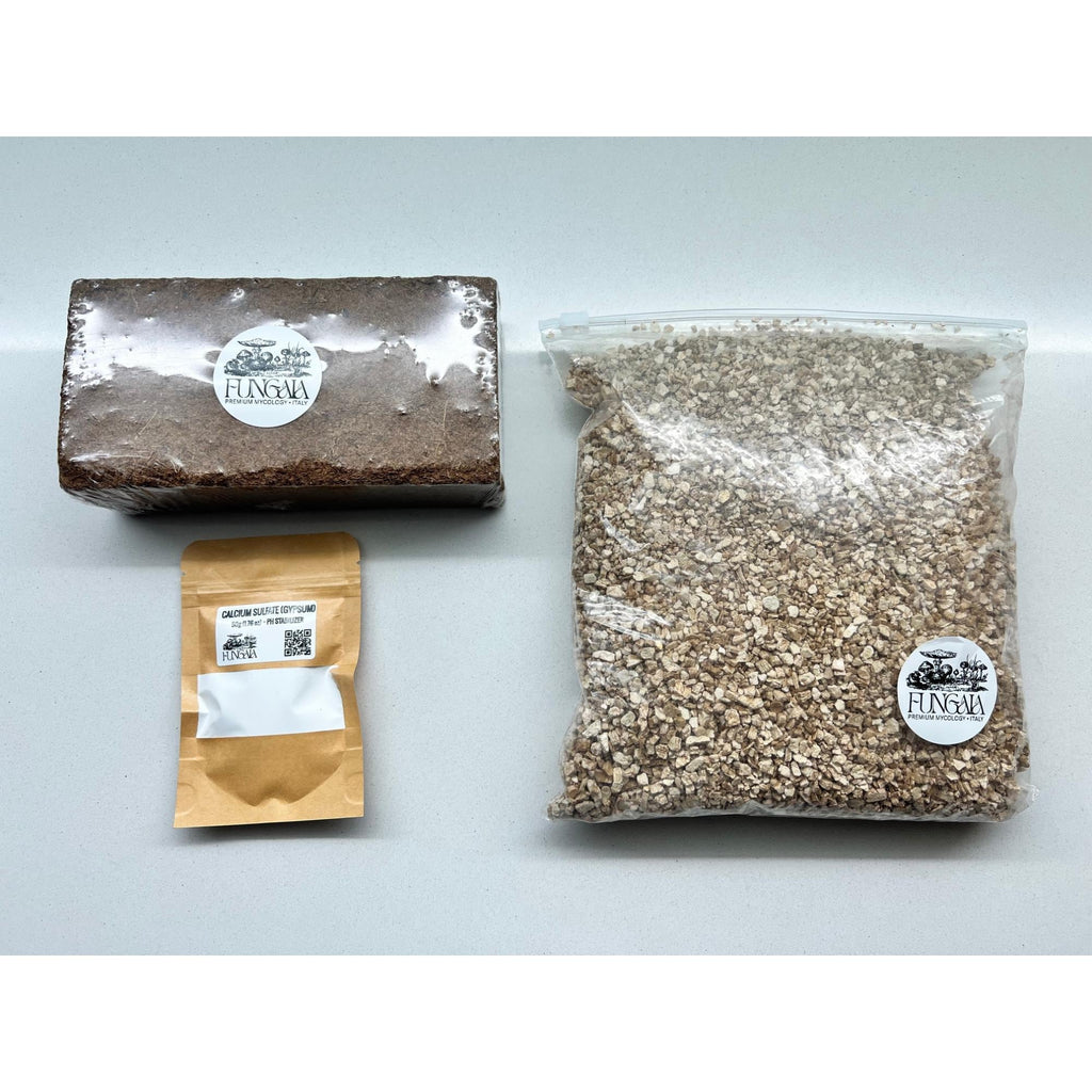 Mushroom Substrate Mix: Coco Coir, Vermiculite, Gypsum - 7L Yield