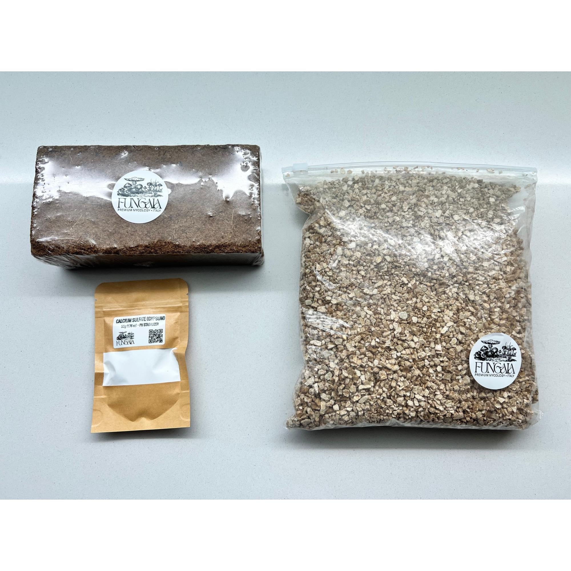 Mushroom Substrate Mix: Coco Coir, Vermiculite, Gypsum - 7L Yield