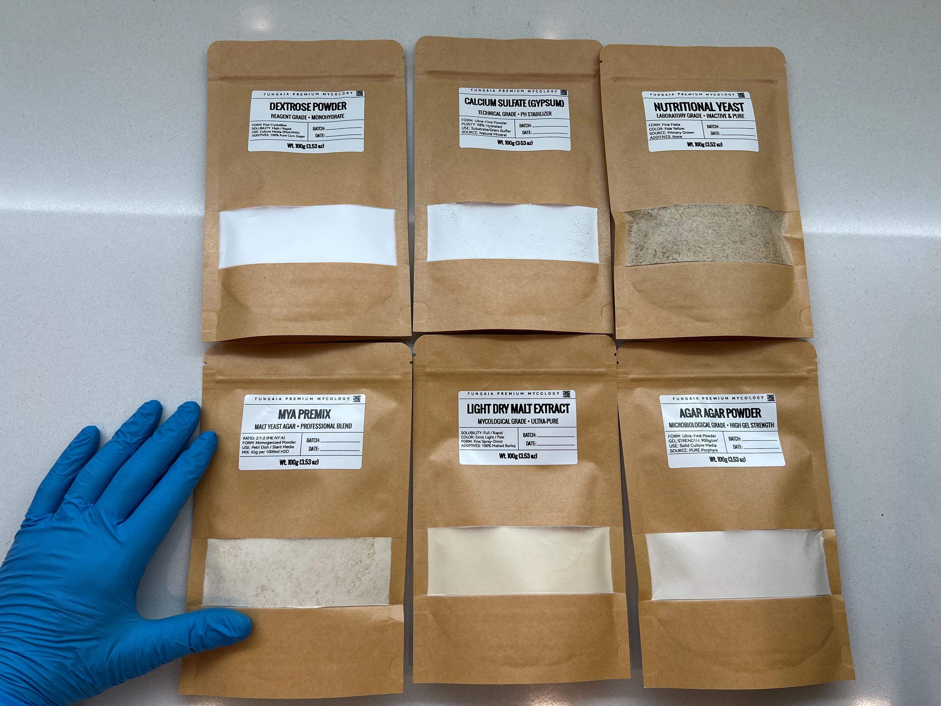 Kit Micologia Completo 6 Polveri Agar Substrato Coltura Funghi