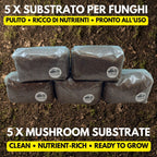 Substrato Funghi Premium 5 Sacchi | 10kg | Faggio Sterilizzato