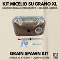 Kit Spawn Funghi Premium - Sacca XL Segale Bio con Coltura Liquida
