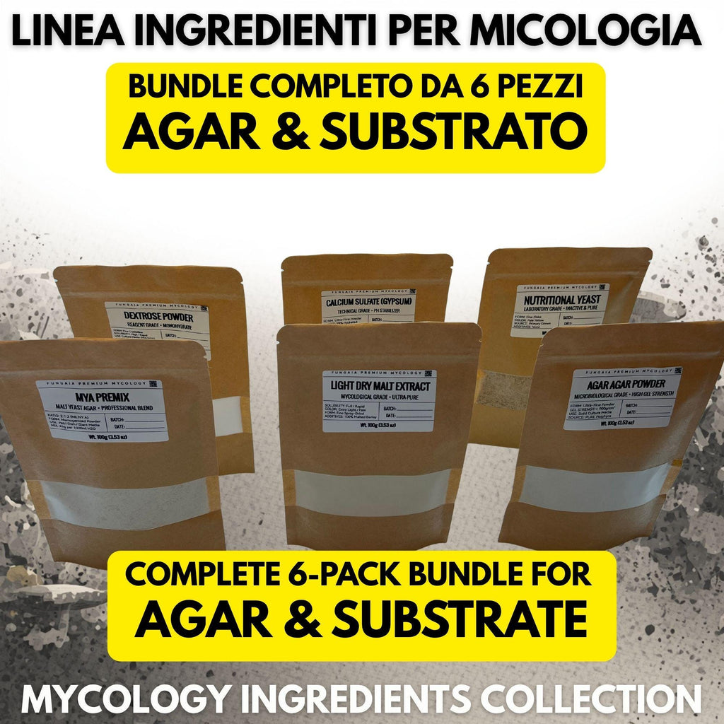 Kit Micologia Completo 6 Polveri Agar Substrato Coltura Funghi
