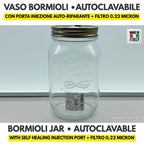 Empty autoclavable Bormioli jar with injection port and 0.22 micron filter