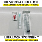 Luer lock syringe kit with sealing cap for mycology