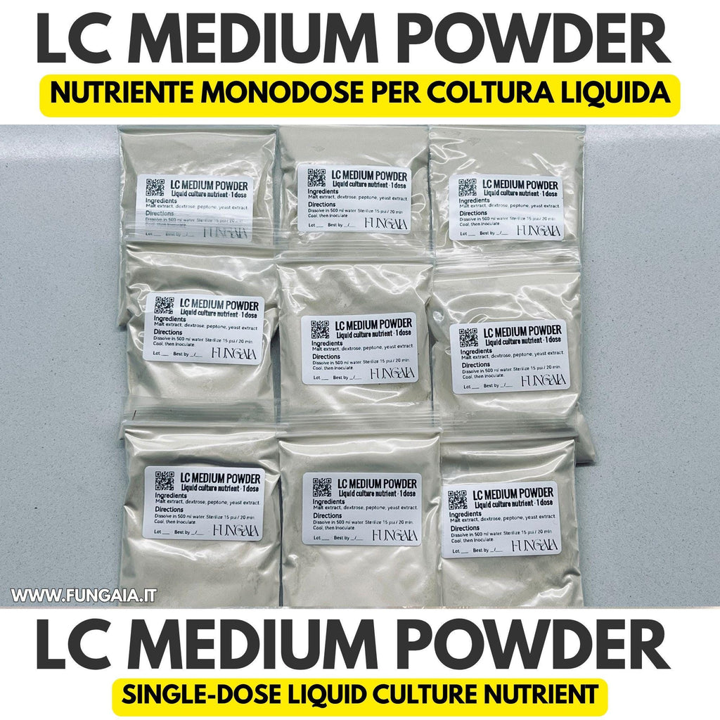 Single-dose liquid culture medium powder sachets